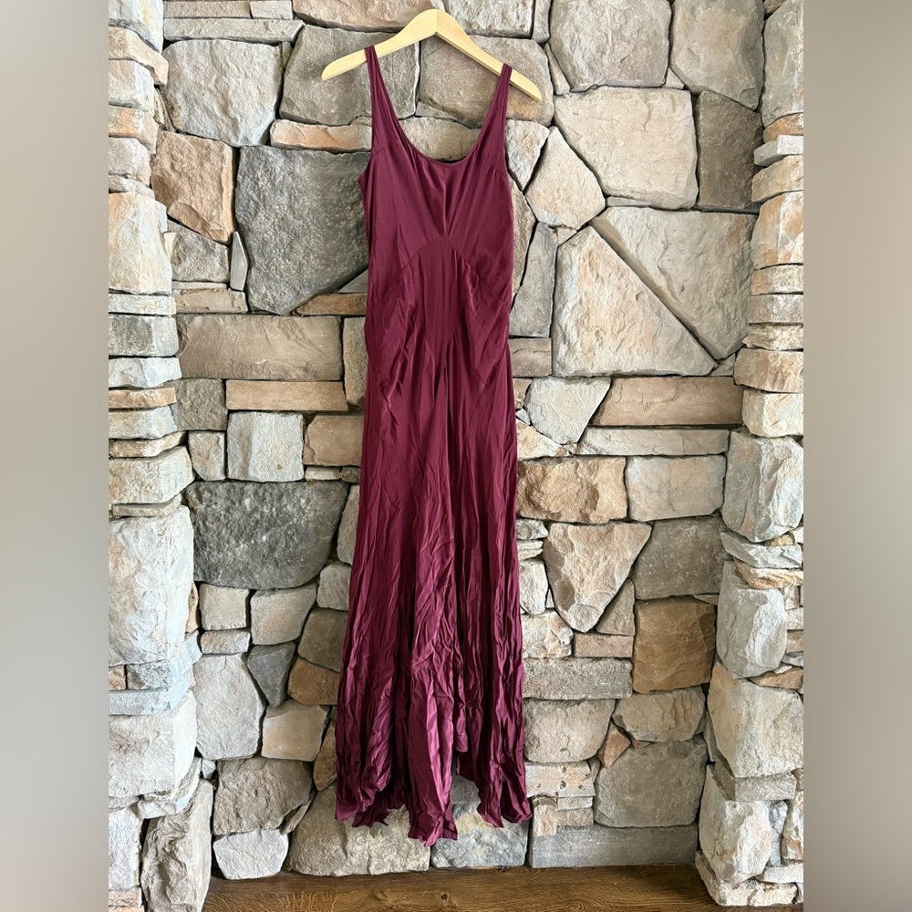 Anthropologie Burgundy Maxi Slip Dress